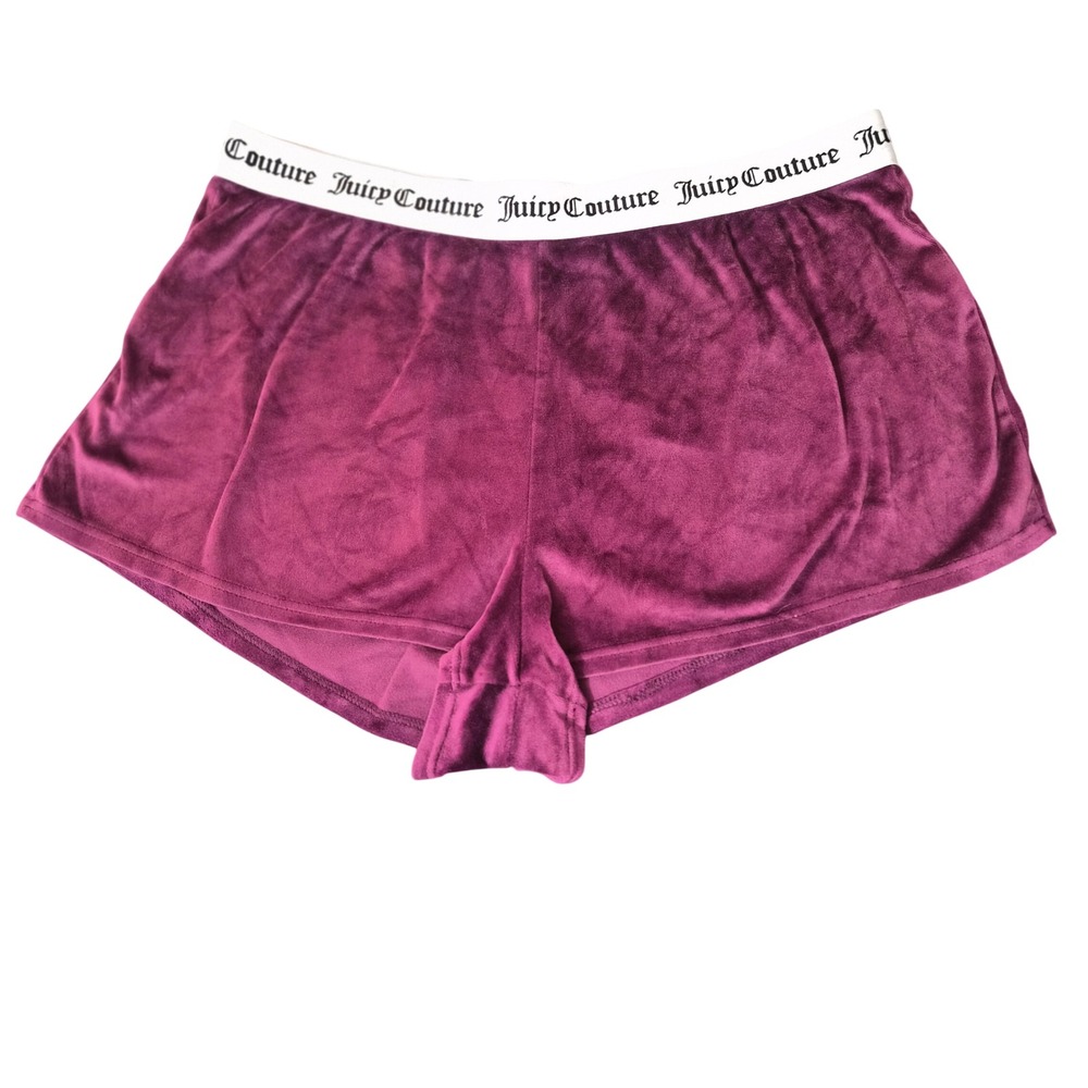 Juicy Couture Velour Sleep Shorts XL Plum Purple Rhinestoneโ Logo Y2K Lounge